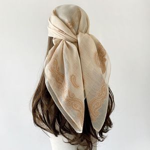 Women Paisley Hollow Out Headscarf, 90cm Lightweight Breathable Fashion <b>Square</b> <b>Scarf</b> - Product Image 1