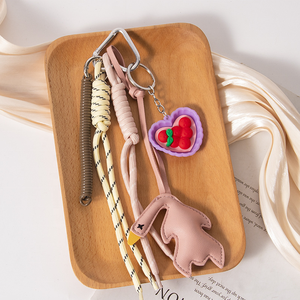 Creative and Cute Eco-Friendly Durable Y2K Leather Duck Keychain Pendant Food Weaving <b>Rope</b> Bag 2026 Wholesale - Product Image 4