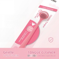 Nettoyant de langue personnalisé OEM avec tête en gel TPR souple double face en bleu ou rose, gratte-langue doux