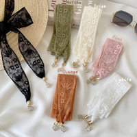 Nouveau foulard décoratif en polyester style coréen avec ruban à petites fleurs, ceinture pour cheveux et long collier pendentif pour femme - Collection été