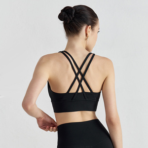 Soutien-gorge de sport en nylon pour femme, personnalisable avec logo, rembourré, pour yoga, fitness, pilates, gym <span class=keywords><strong>et</strong></span> entraînement - Product Image 3