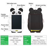 Personnalisé 12 pouces planche à dessin électronique Panda dessin animé forme enfants LCD tablette d'écriture prix d'usine bas quantité minimale de commande 10 pièces 8 blocs-notes