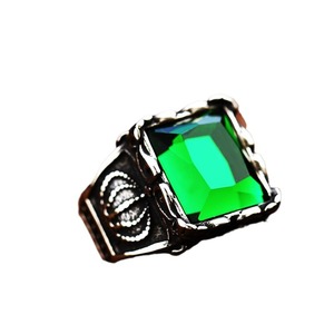 Anéis de Aço Inoxidável Vintage com Design de Coroa e Pedras Preciosas Vermelhas/Negras/Verdes/Azuis para Homens - Tempusort Atacado de Joias de Moda - Product Image 2