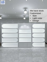 Benutzer definierte moderne LED-Licht Regal Nagel Hautpflege Schrank Vitrine für Salon oder Kosmetik geschäft Wand Display für Körperpflege Design