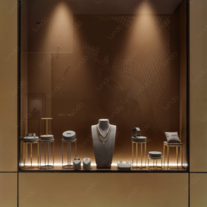 Sản phẩm mới bốn góc cao tủ đồ trang sức đặt tủ trưng bày với ánh sáng tích hợp ở trên cùng - Product Image 4