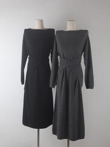 Robe en tricot à ceinture de conception française, personnalisation OEM, robe moulante de bureau pour femmes, tissu Andy, coupe ajustée, robe <span class=keywords><strong>pull</strong></span> d'hiver - Product Image 1