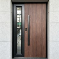 Porte en aluminium coulé double vitrage, grain de bois imprimé 5D, porte d'entrée sécurisée, portail principal de villa