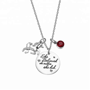 Loftily de la joyería de piedra encantos de acero inoxidable cree que podría así ¿inspirador en Collar de plata de la joyería - Product Image 1