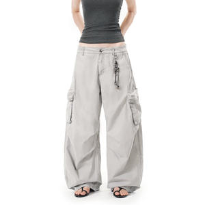 Pantalons cargo tactiques utilitaires tendance gris clair de haute qualité pour hommes, style streetwear, vente en gros - Product Image 2