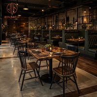 Ensemble de banquettes rembourrées en forme de U avec dossier haut, table carrée en bois et chaises métalliques durables, personnalisable pour restaurant - Ron Group