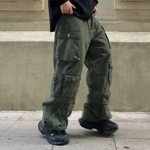 OEM Custom Retro Multi-Pocket Baggy Casual Oversized Cargo Pant Men Hip Hop Style Streetwear Trousers