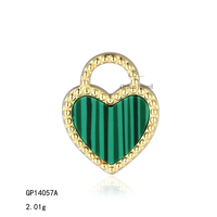 Serrure porte bonheur en forme de cœur, breloque en Malachite plaqué or 925, petite serrure à cadenas