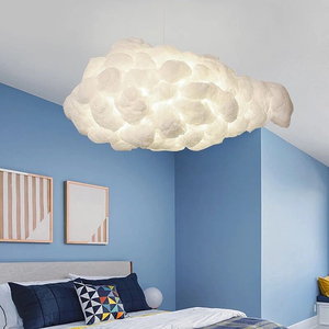 Lampe de <span class=keywords><strong>plafond</strong></span> en forme de <span class=keywords><strong>nuage</strong></span> flottant en <span class=keywords><strong>coton</strong></span> blanc créatif pour les chambres des filles, décoration de la maternelle - Product Image 2