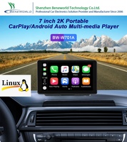 7 pouces sans fil Carplay Android Auto 2k Dash Cam avec Wifi Bt Fm Dvr voiture Dvr voiture boîte noire écran tactile App contrôle tableau de bord