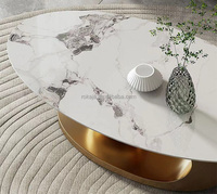 Table basse de réception ovale en marbre avec base en acier inoxydable, ensemble de tables à thé – Nouveauté très demandée