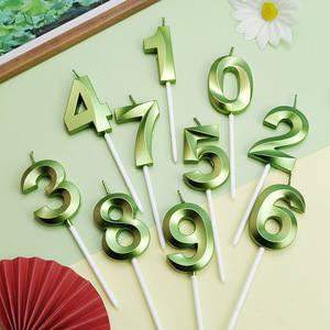All'ingrosso fatto a mano verde 0-9 numeri di compleanno candele per feste di natale e feste regalo per adulti - Product Image 1