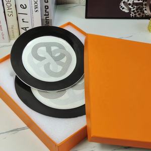 Gran oferta, 2 uds., juego de restaurante de pasarela negro de lujo nórdico, plato de porcelana con caja de regalo - Product Image 5
