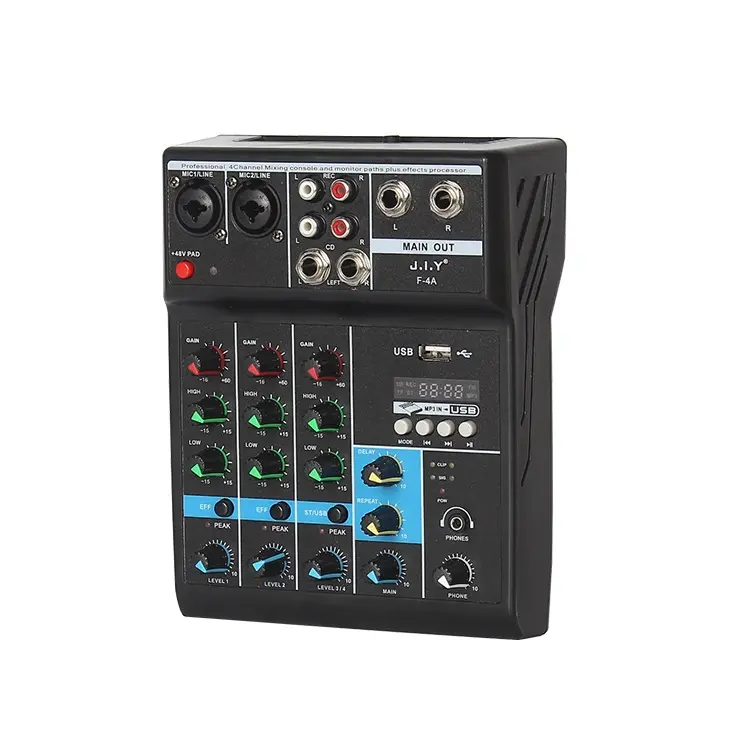 Günstige OEM Blue teeth 48V Digital Mixer Konsole Audio DJ Aufnahme 4 Kanal Audio Mixer für Karaoke