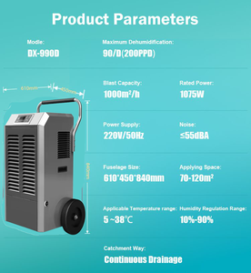 Déshumidificateur portable 90L pour toute la maison, usage domestique et commercial, pour l'absorption de l'humidité - Product Image 2