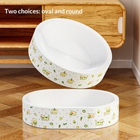 Griffoir pour chat en carton blanc 3-en-1, rond/ovale, style mignon, pour affûter les griffes et jouet de repos