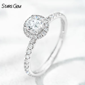 แหวนหมั้นเพชรที่โตในห้องปฏิบัติการ1.18ct 5.2มม. แหวนหมั้นทรงกลมตัดสดใสด้วยรัศมีทองคำขาว18K สไตล์หรูหรา - Product Image 2