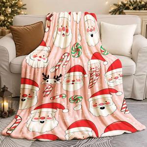 Couverture en flanelle à motifs de Noël, couverture de sieste, décoration de fête, cadeau de Noël, super douce, lavable en machine pour la chaleur hivernale - Product Image 3