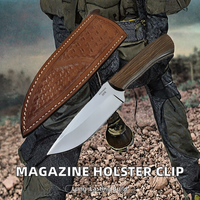 Couteau de chasse artisanal avec manche en bois et étui en cuir – Couteau de camping d'extérieur à lame fixe de qualité supérieure