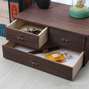 Desktop <b>Storage</b> <b>Box</b> Solid Wood With <b>Drawers</b> Multi Layer Organizer For Desk Neatening 33x23x14.5cm Rectangle Freestanding - Product Image 3