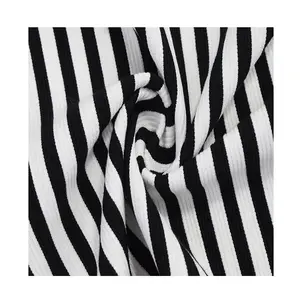 Manufacturer Supply 75D Jacquard Black And White Striped Thick Satin Fabric