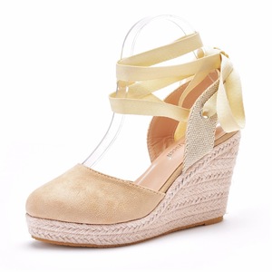 Bohemian Round-toe Platform <strong>Wedge</strong> Sandals Roman Strappy High-heeled Sandals Openwork Summer Straw Mat Sandals for Women - Product Image 3