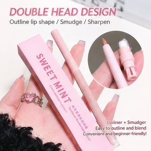 Crayon à lèvres mat double embout en bois, trois-en-un, longue tenue, pour le contour et le dessin des lèvres, idéal pour le maquillage de soirée - Product Image 4