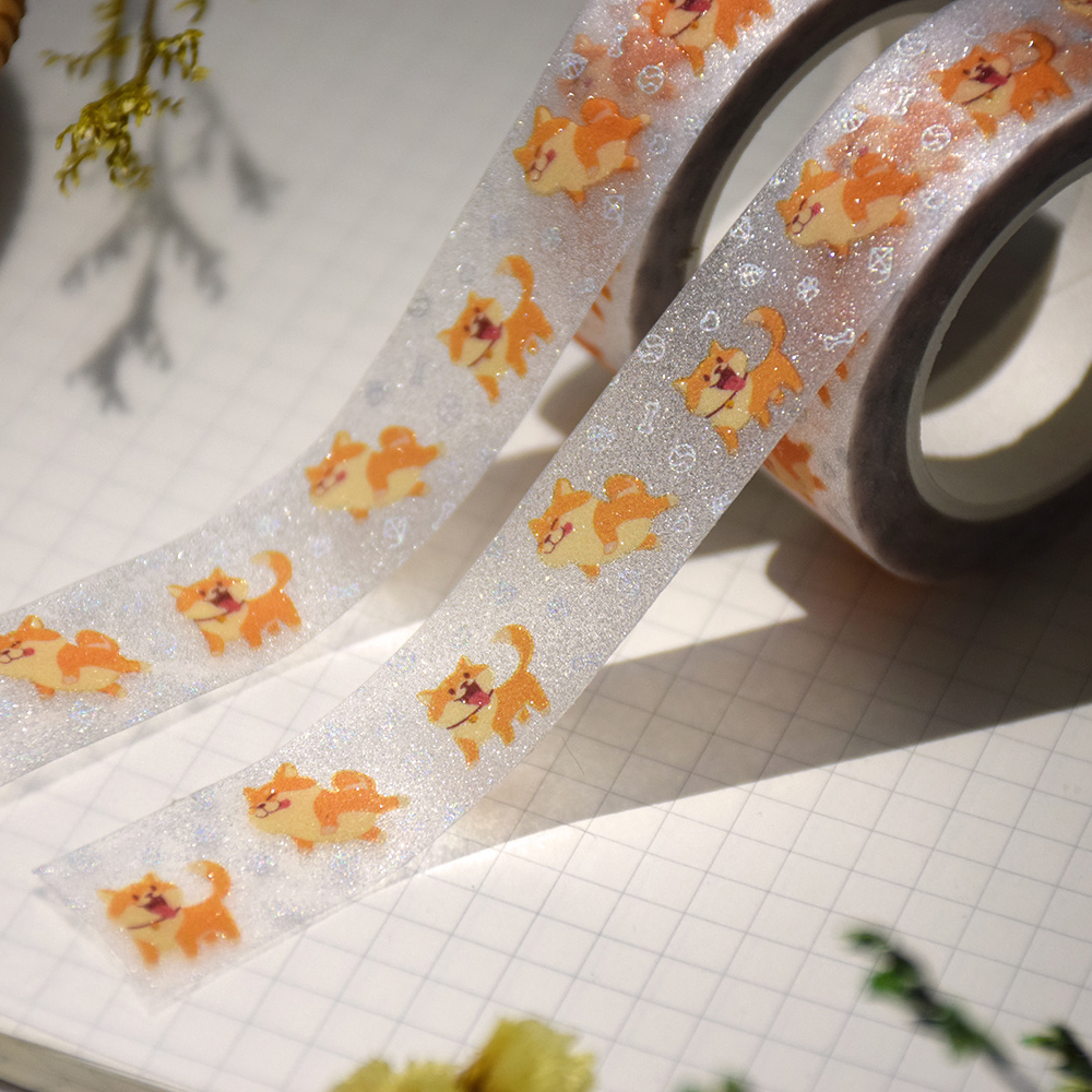 Wholesale Self-Adhesive Glitter PET Tape with Transparent Backing for Creative Stationery Projects
