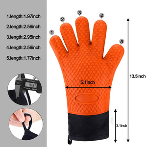 Wholesale Hot Sale BBQ Mitts Silicone Cooking Gloves Heat Resistant Pot Holders Microwave Safe Kitchen <b>Long</b> Silicone Oven Mitt - Product Image 3