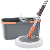 Serpillère rotative Magic Spin Easy Mop 360 avec seau essoreur intégré pour nettoyage des sols, ensemble de nettoyage domestique en microfibre et acier inoxydable