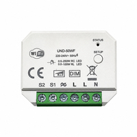 Variateur d'intensité WiFi intelligent compact, compatible Tuya Smart et Google Home, contrôle par la phase descendante pour éclairage LED de 1 à 100W