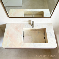 Lavabo rectangulaire en marbre Rosa Portugallo naturel Cammy Stone, finition polie, pour salle de bain, meuble-lavabo, hôpital, salle à manger