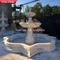 YOUFINE Fontaine d'eau de jardin antique en marbre sculpté à la main, grand Pégase ailé, pour manoir classique, pelouse centrale, monument