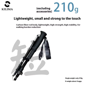 Bâton de marche ultra-léger en fibre de <span class=keywords><strong>carbone</strong></span> et titane pour randonnée, <span class=keywords><strong>trail</strong></span> et course à pied <span class=keywords><strong>pliable</strong></span> - Product Image 5