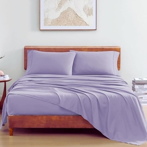 Vua Kích Thước 100% Bông 4Pcs Tấm Ga Giường Đặt Thoáng Khí Phẳng Tấm Ga Giường Sâu Túi Được Trang Bị Tấm Ga Giường Với Hai Vỏ Gối Phong Cách - Product Image 3