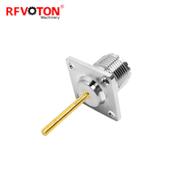 Konektor Panel Pemasangan Solder Flens 4-lubang Jack Betina UHF SO-239 50 Ohm Pabrik, Pin M3 M4, Konektor Koaksial RF