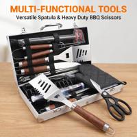Ensemble complet d'accessoires pour barbecue 38 pièces, kit d'ustensiles tout-en-un en acier inoxydable pour grillades en plein air et camping