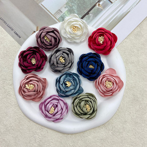Yupu 3D Satin Fabric Rose <b>Flower</b> Burnt Edge Handmade DIY For Clothing Shoes Hats Accessories - Product Image 3
