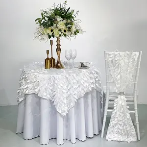 Lorero 工厂聚酯花式白色酒店宴会婚礼缎圆桌布
