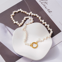 Bijoux fantaisie or acier inoxydable O fermoir 6mm collier de perles d'eau douce naturelles