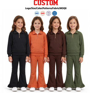 เสื้อสเวตเชิ้ตเด็กผู้หญิงผ้าฝ้ายออร์แกนิก RTS Toddlers พร้อมกางเกงทรงระฆัง ชุดเสื้อผ้าแฟชั่นจาก Trendyism Boutique GLP เสื้อผ้าขายส่งเนื้อนุ่มสำหรับวันหยุด - Product Image 1