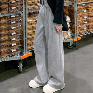 Pantalons larges décontractés rétro simples pour femmes avec logo personnalisé, pantalons amples à jambes larges, taille haute, pantalons de <span class=keywords><strong>jogging</strong></span> pour femmes - Product Image 3