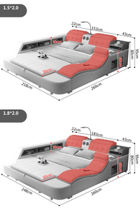 <span class=keywords><strong>Letto</strong></span> Smart VIP Multifunzionale con Massaggio, in Pelle di Lusso, Stile Tatami, con Contenitore, per Letti King e Queen - Product Image 6