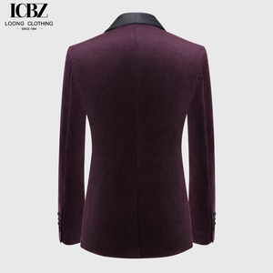 Ensemble de costume de luxe pour homme en velours bordeaux, coupe ajustée, revers châle <span class=keywords><strong>noir</strong></span>, 1 bouton, pour marié, mariage, bal de promo et gala - Product Image 5