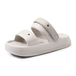 Tongs d'été pour femmes à semelle épaisse en EVA antidérapantes à bout rond pour l'extérieur Beige Blanc Rose Noir Gris - Product Image 4