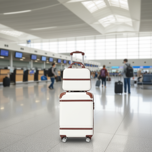 Ensemble de bagages rigides 3 pièces 20"+24" avec roulettes et serrure TSA, légers, blancs, pour voyage - Product Image 2